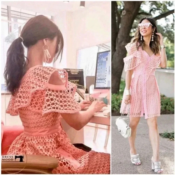 Self portrait asymmetric pink frill flutter ruffle mini dress - Picture 8 of 16